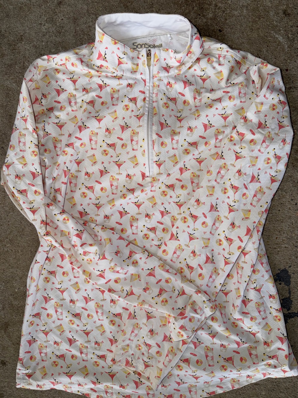 Women’s White Printed Short Sleeve Top - Pink & Yellow martinis